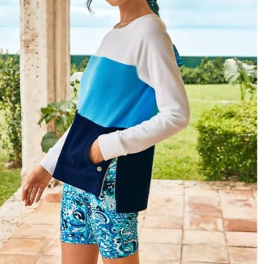 Lilly Pulitzer Beach Comber Sweatshirt Color Block Size Med